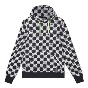 Wesc Mike Checkerboard Smiley Face Pullover Hoodie Black Noir NWT XL